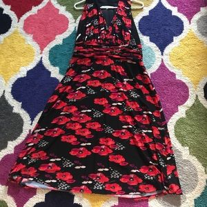 Evan Piccone 16 poppy red purple halter dress